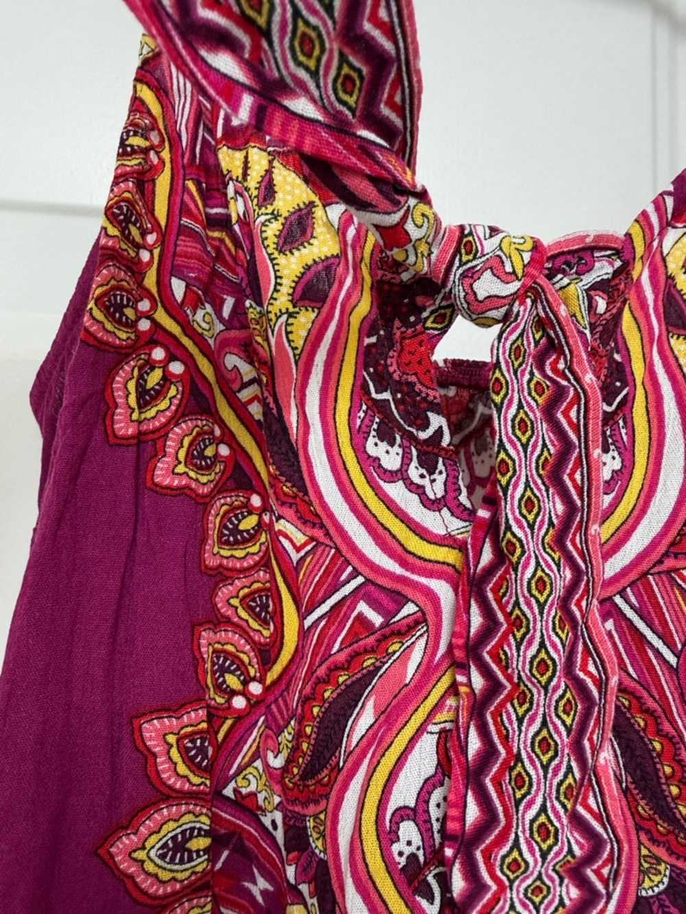 Xhilaration Magenta Boho Tie-Front Spaghetti Strap Mini Dress - Picture 2 of 5